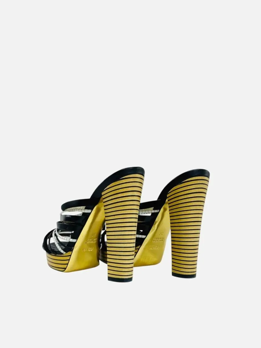 FENDI Strappy Black Mules 37