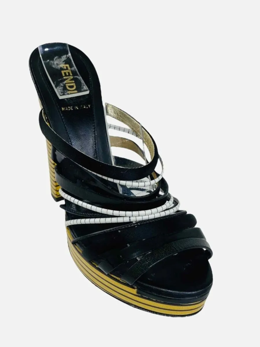 FENDI Strappy Black Mules 37