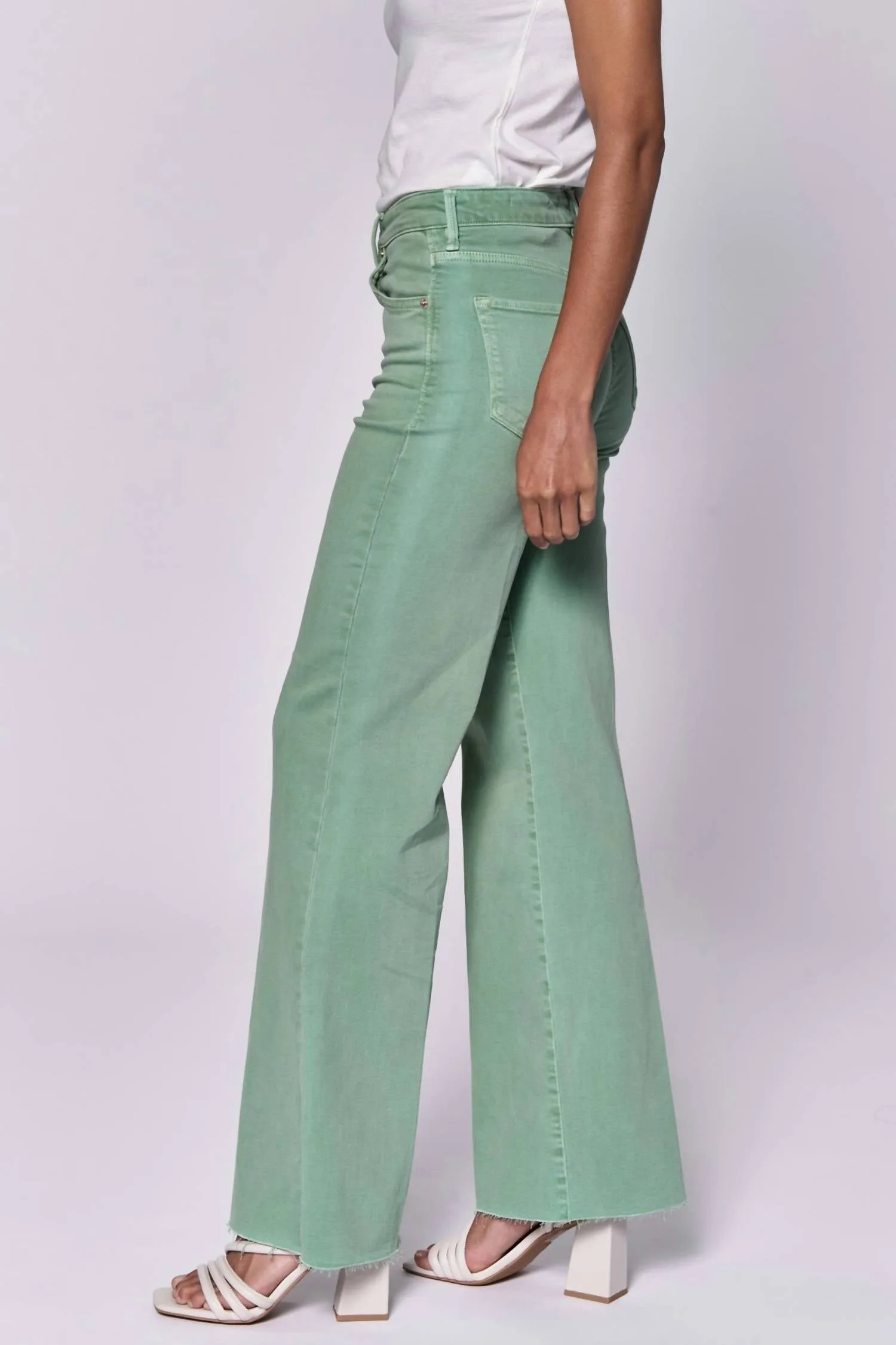 Fiona Wide Leg Jean In Iceberg Green
