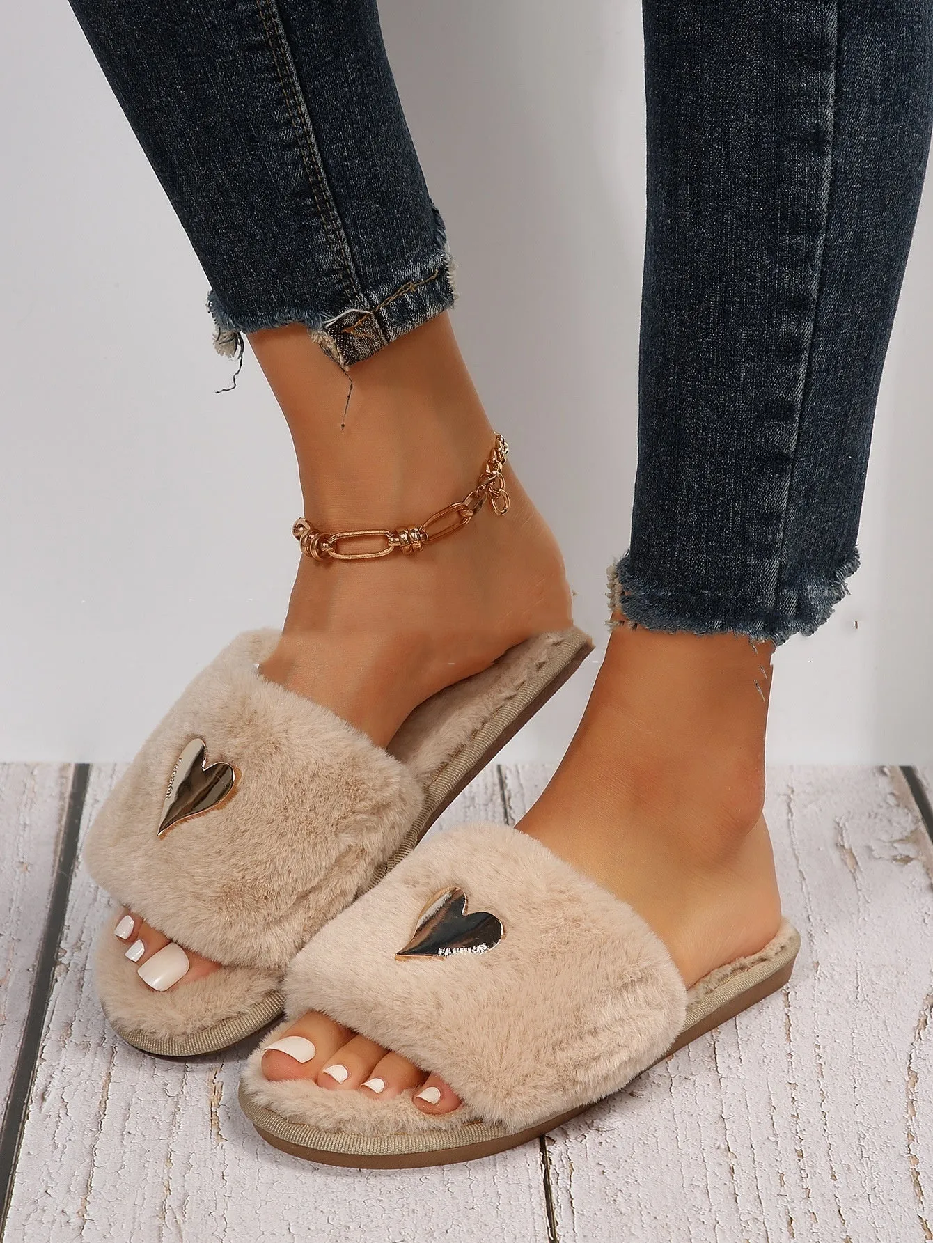 Fluffy Slipper Fall Winter Warm Home Fur Furry Slippers