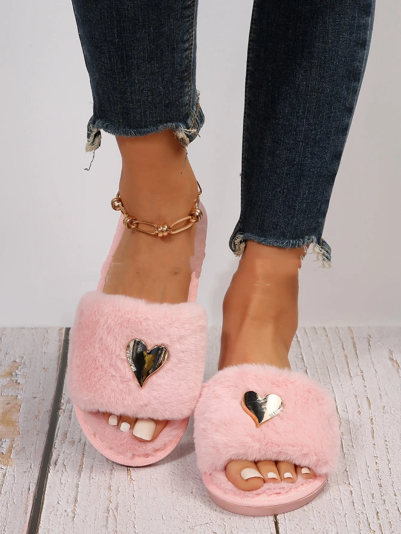 Fluffy Slipper Fall Winter Warm Home Fur Furry Slippers