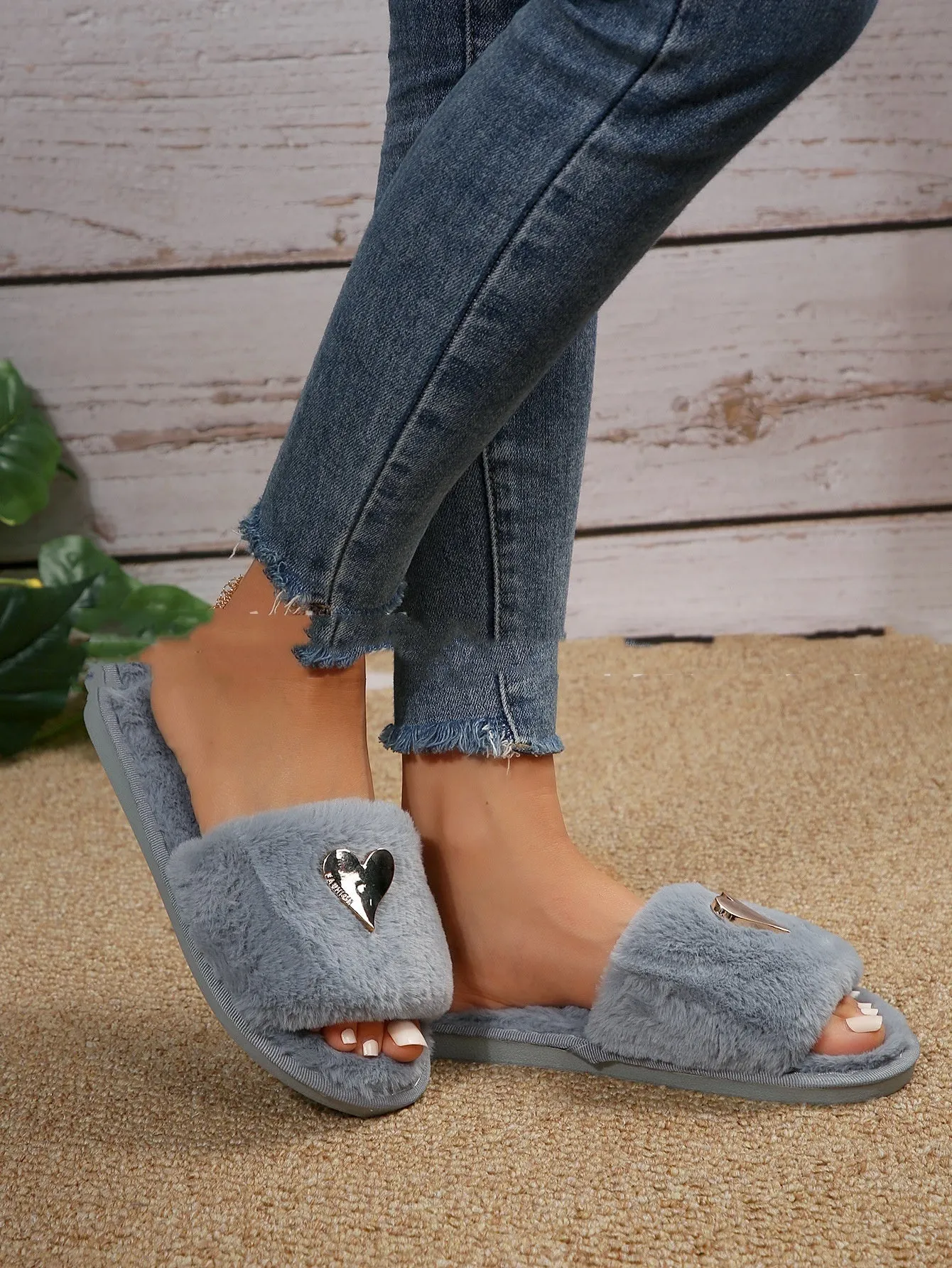 Fluffy Slipper Fall Winter Warm Home Fur Furry Slippers