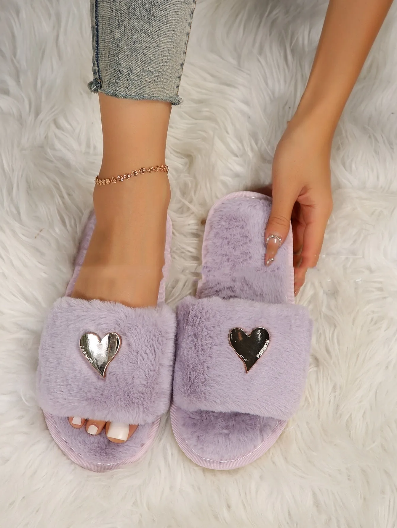 Fluffy Slipper Fall Winter Warm Home Fur Furry Slippers