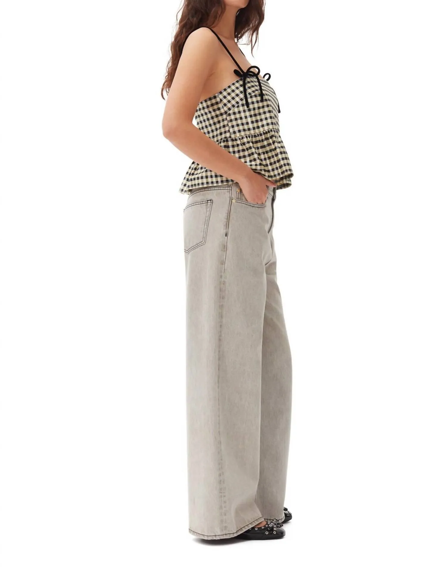 Future Denim Wide Jeans In Gray Quill