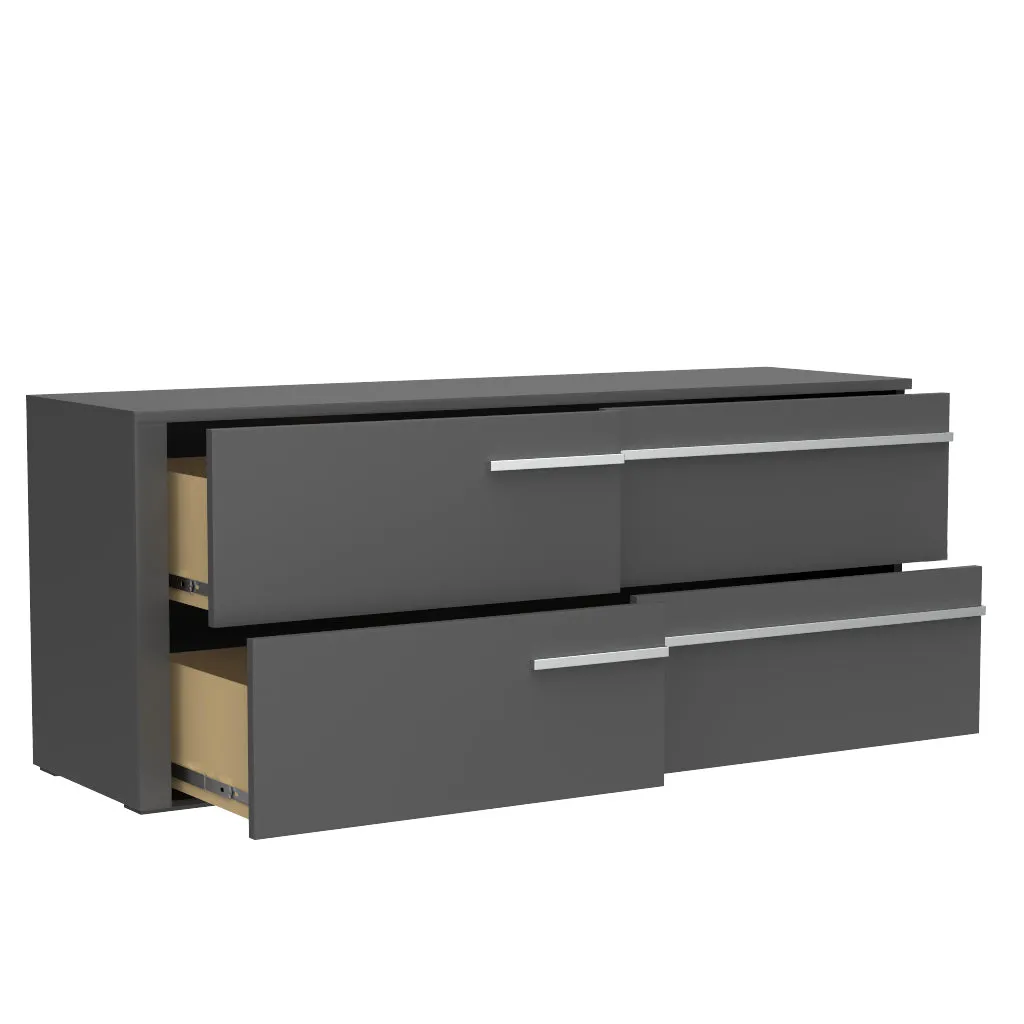 Gabriella 6 drawer double dresser for bedroom, dark grey