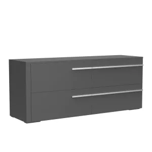Gabriella 6 drawer double dresser for bedroom, dark grey