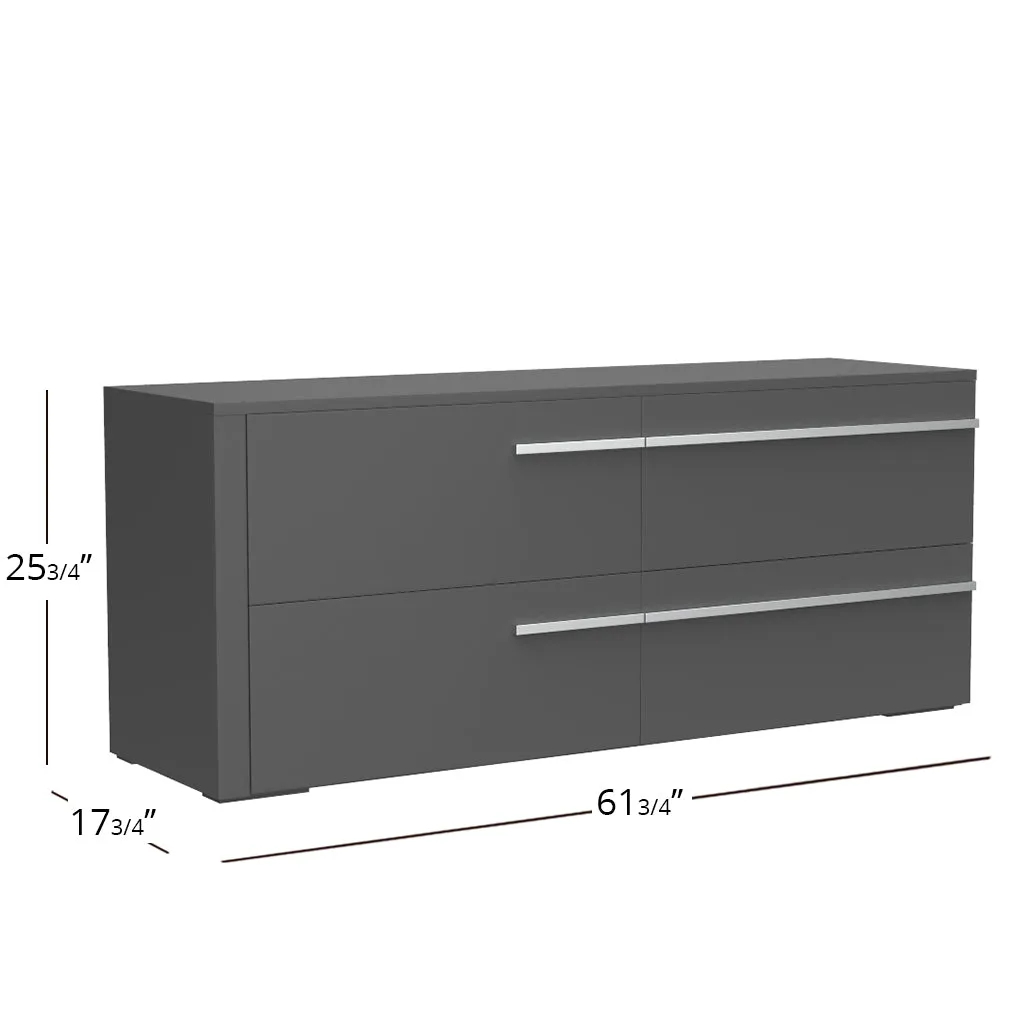 Gabriella 6 drawer double dresser for bedroom, dark grey