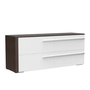 Gabriella 6 drawer double dresser for bedroom, white & walnut