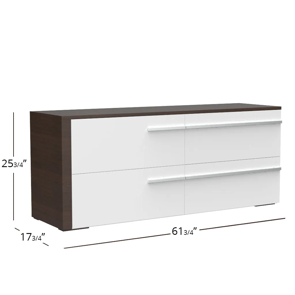 Gabriella 6 drawer double dresser for bedroom, white & walnut