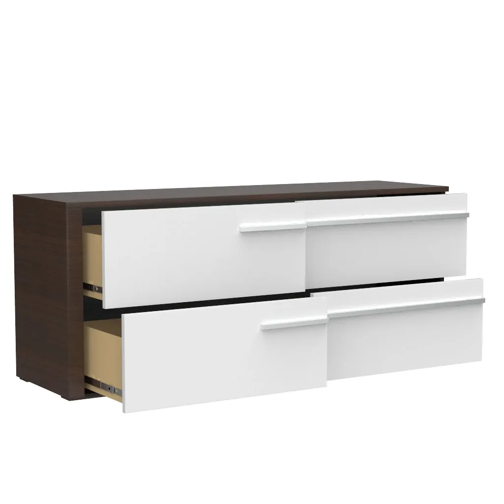 Gabriella 6 drawer double dresser for bedroom, white & walnut