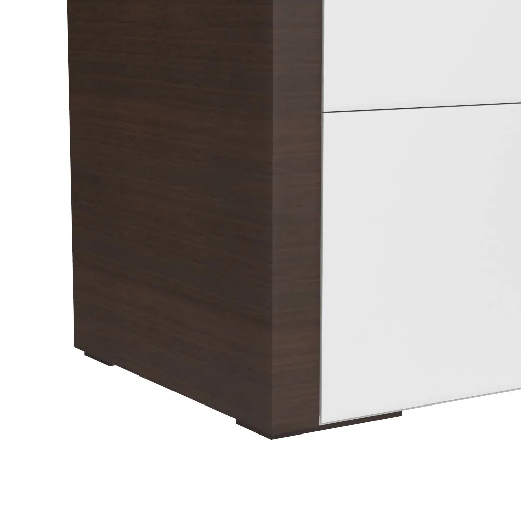 Gabriella 6 drawer double dresser for bedroom, white & walnut