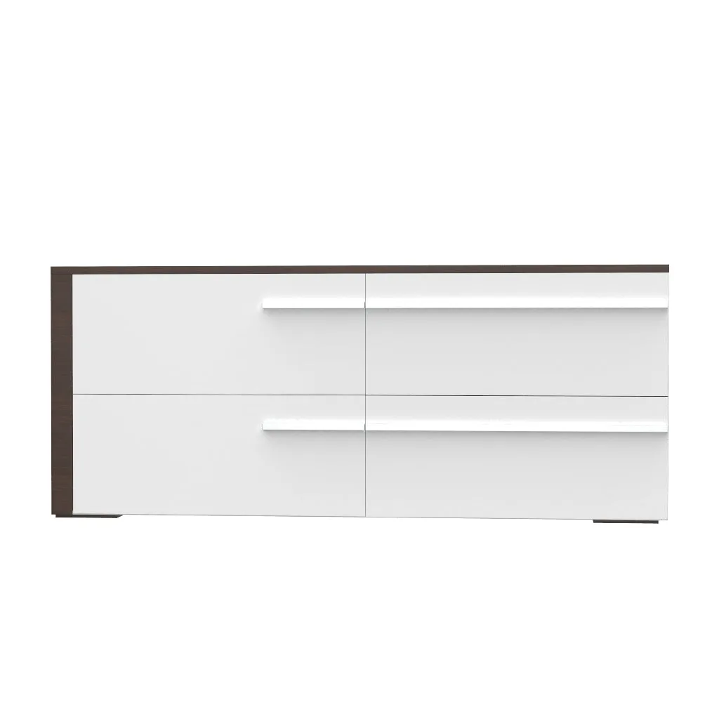 Gabriella 6 drawer double dresser for bedroom, white & walnut