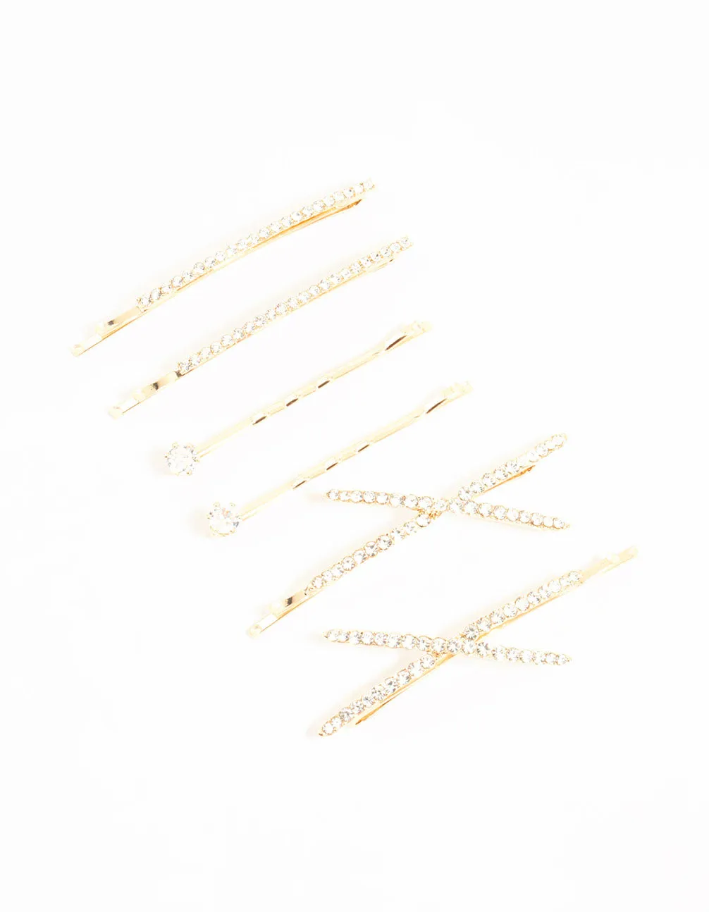 Gold Pave & Single Diamante Slides 6-Pack
