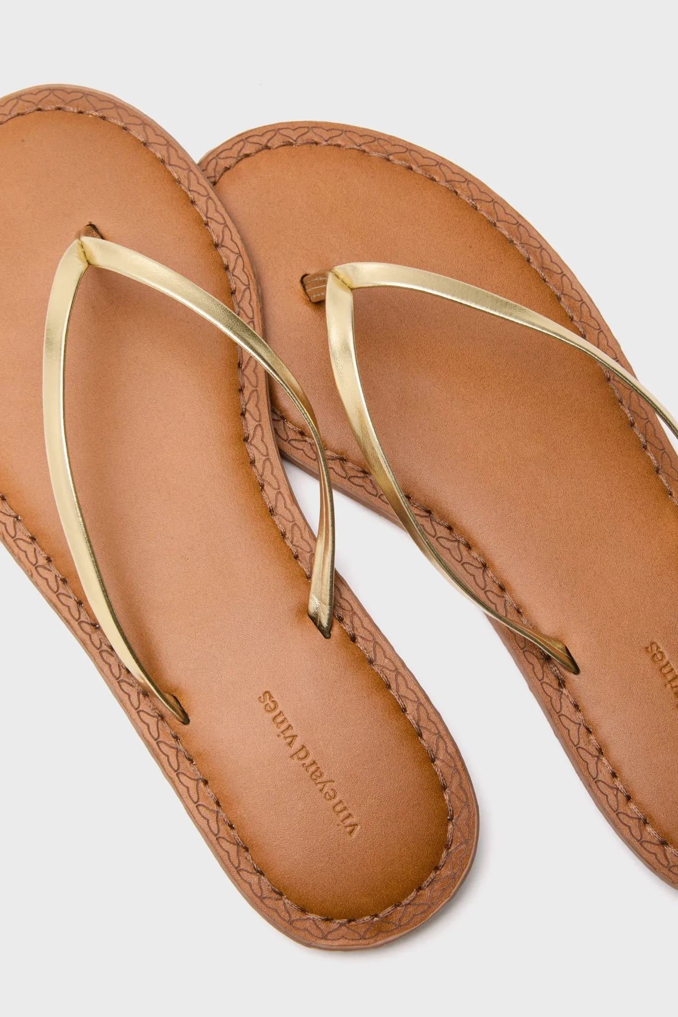 Gold Skinny Strap Flip Flops