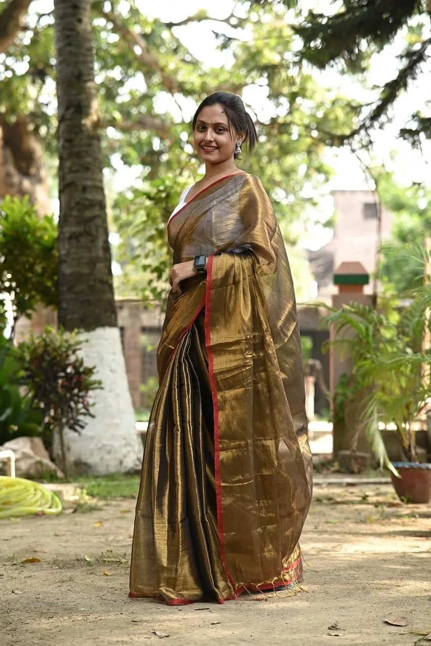 Gold Tissue Silk Saree With Blouse