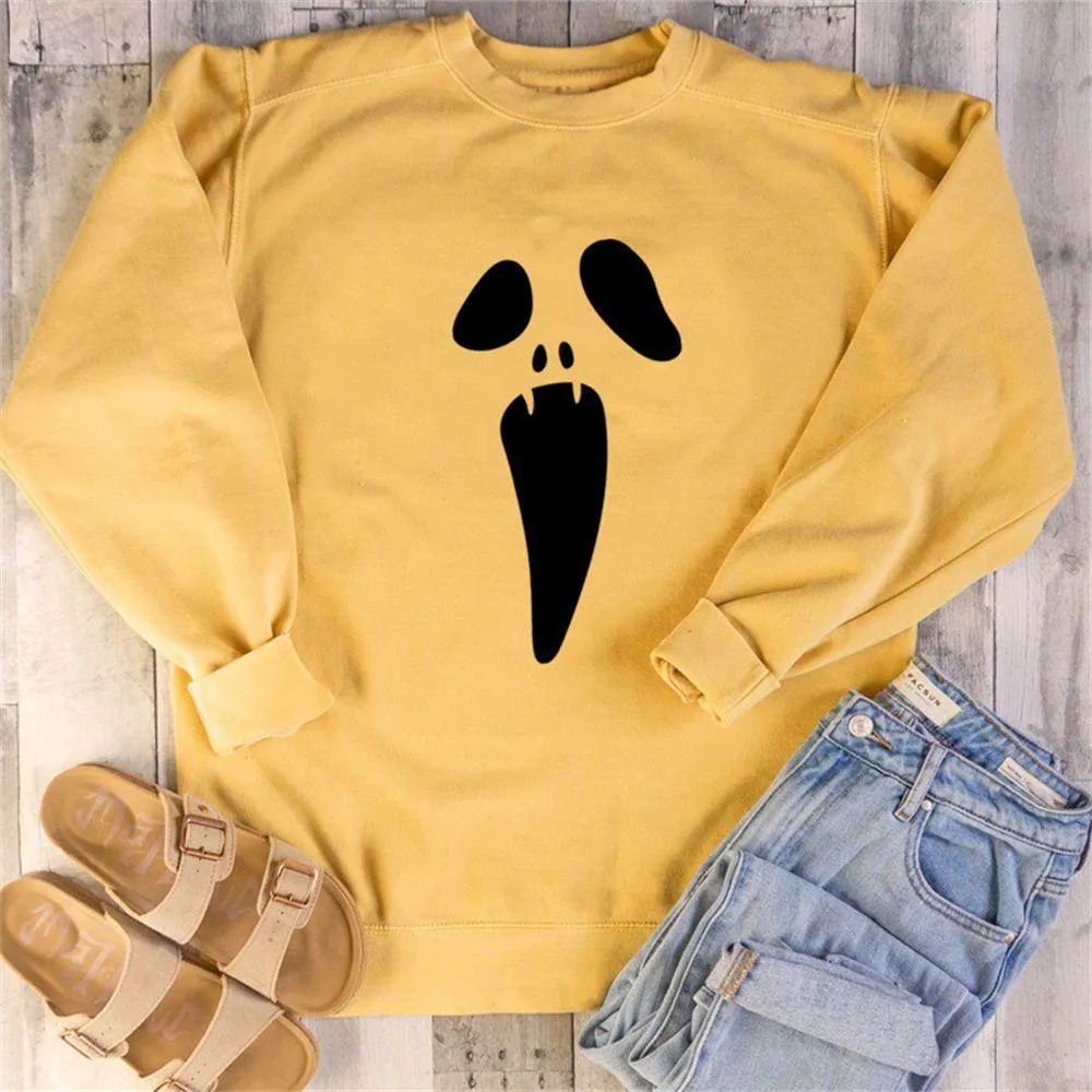 Graphic long Sleeve Shirts Crying Ghost