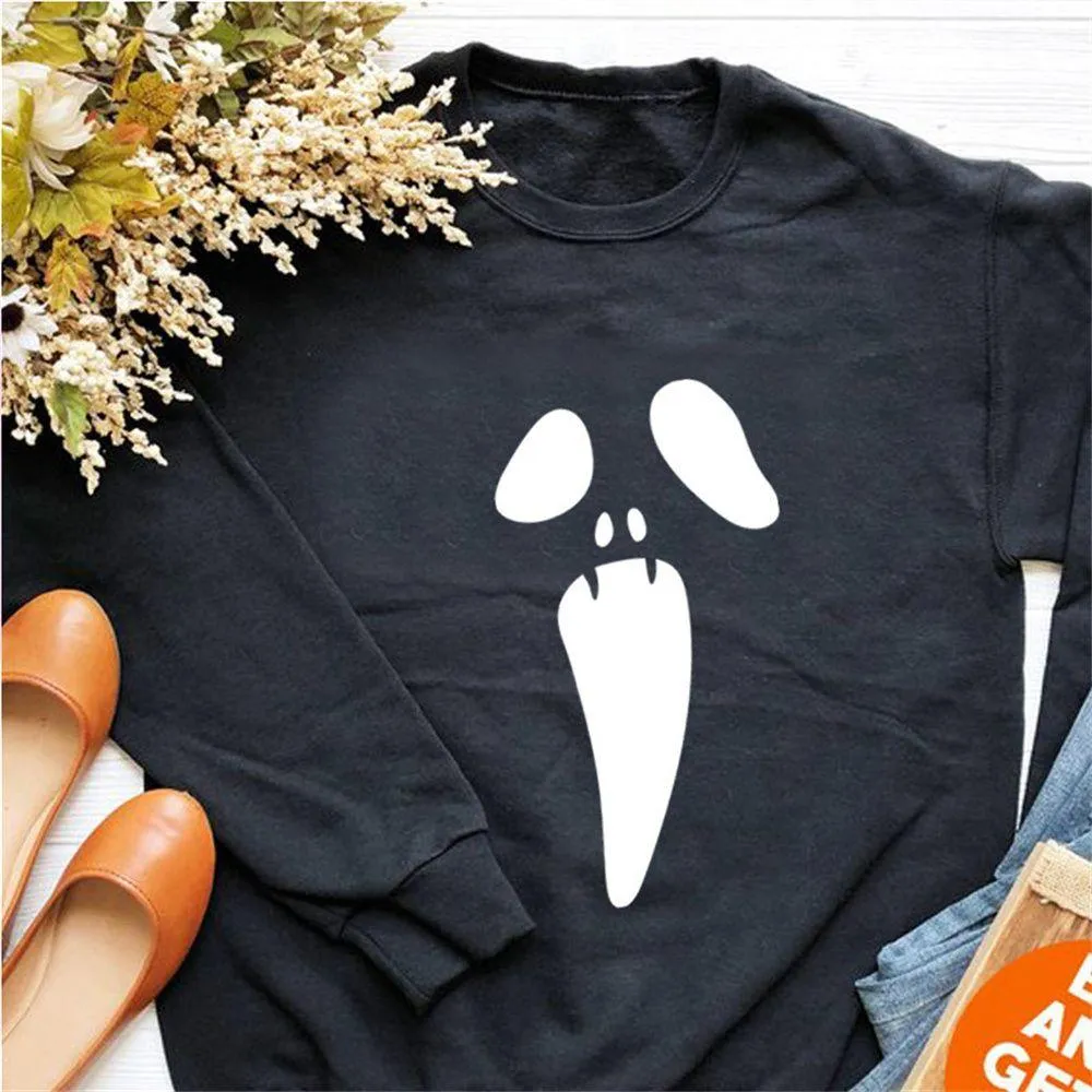 Graphic long Sleeve Shirts Crying Ghost