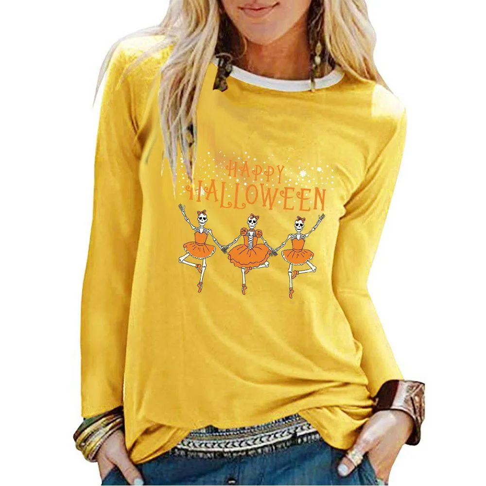 Graphic long Sleeve Shirts Happy Halloween