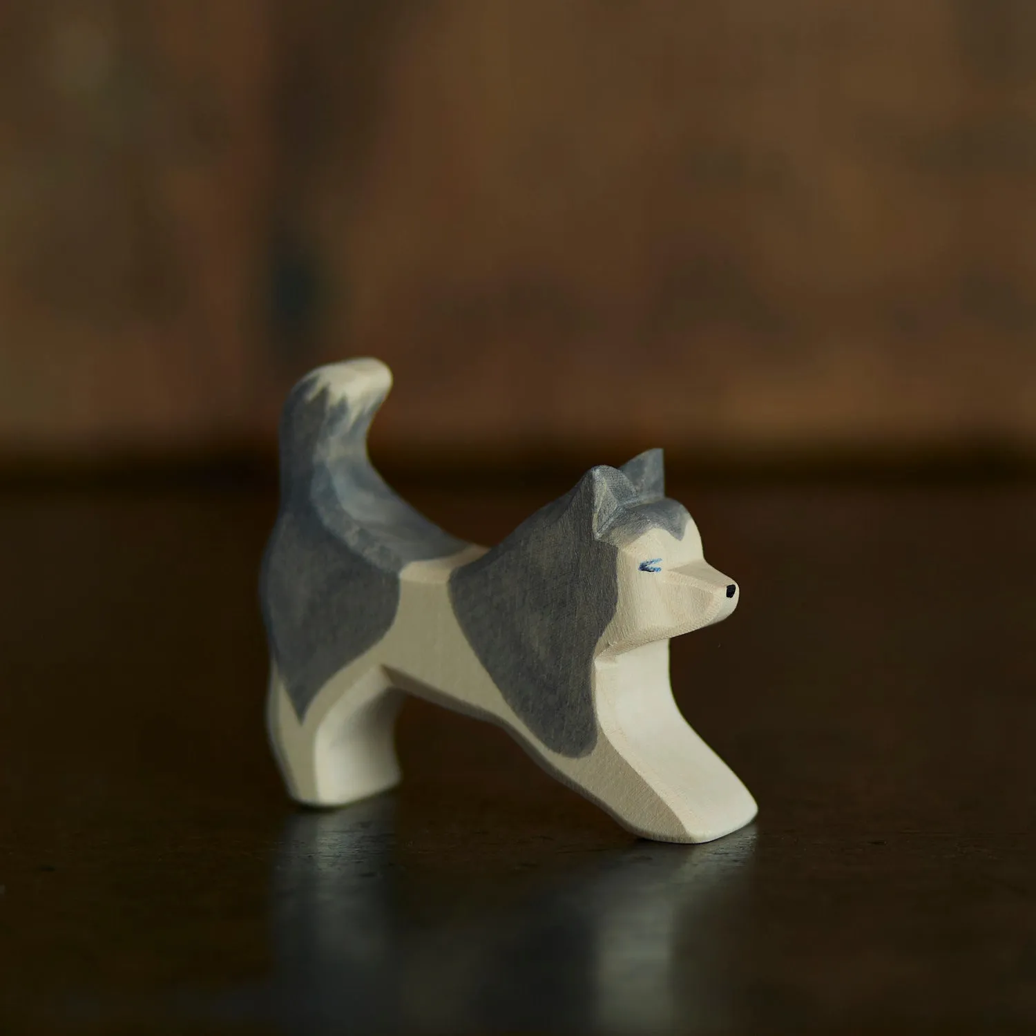 Handcrafted Wooden Sled Dog Running