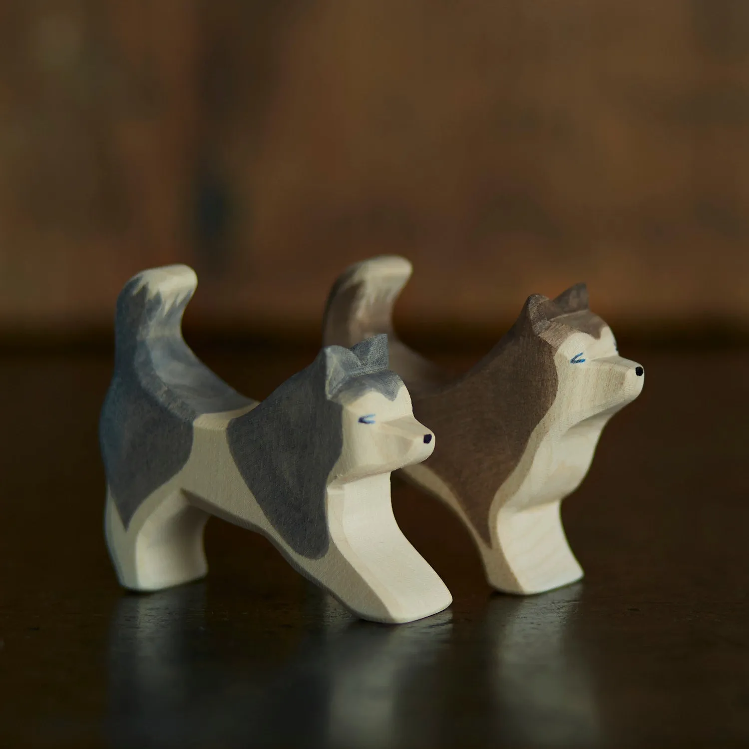 Handcrafted Wooden Sled Dog Running