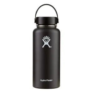 Hydro Flask Water Bottle - Stainless Steel & Vacuum Insulated - Wide Mouth with Leak Proof Flex Cap - 32 oz Black