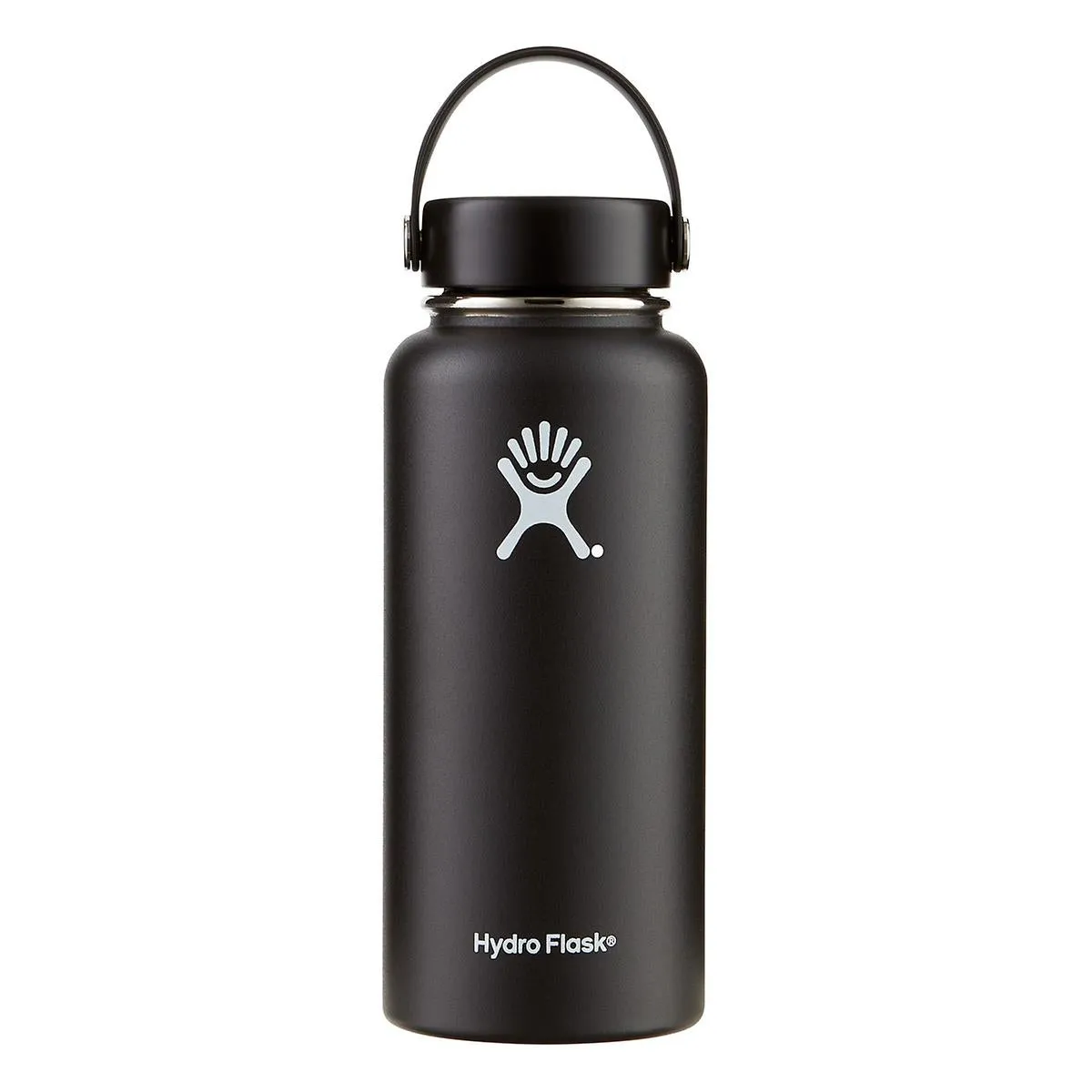 Hydro Flask Water Bottle - Stainless Steel & Vacuum Insulated - Wide Mouth with Leak Proof Flex Cap - 32 oz Black