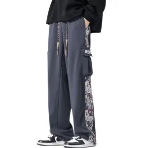 Japanese Bear Embroidered Pocket Sweatpants