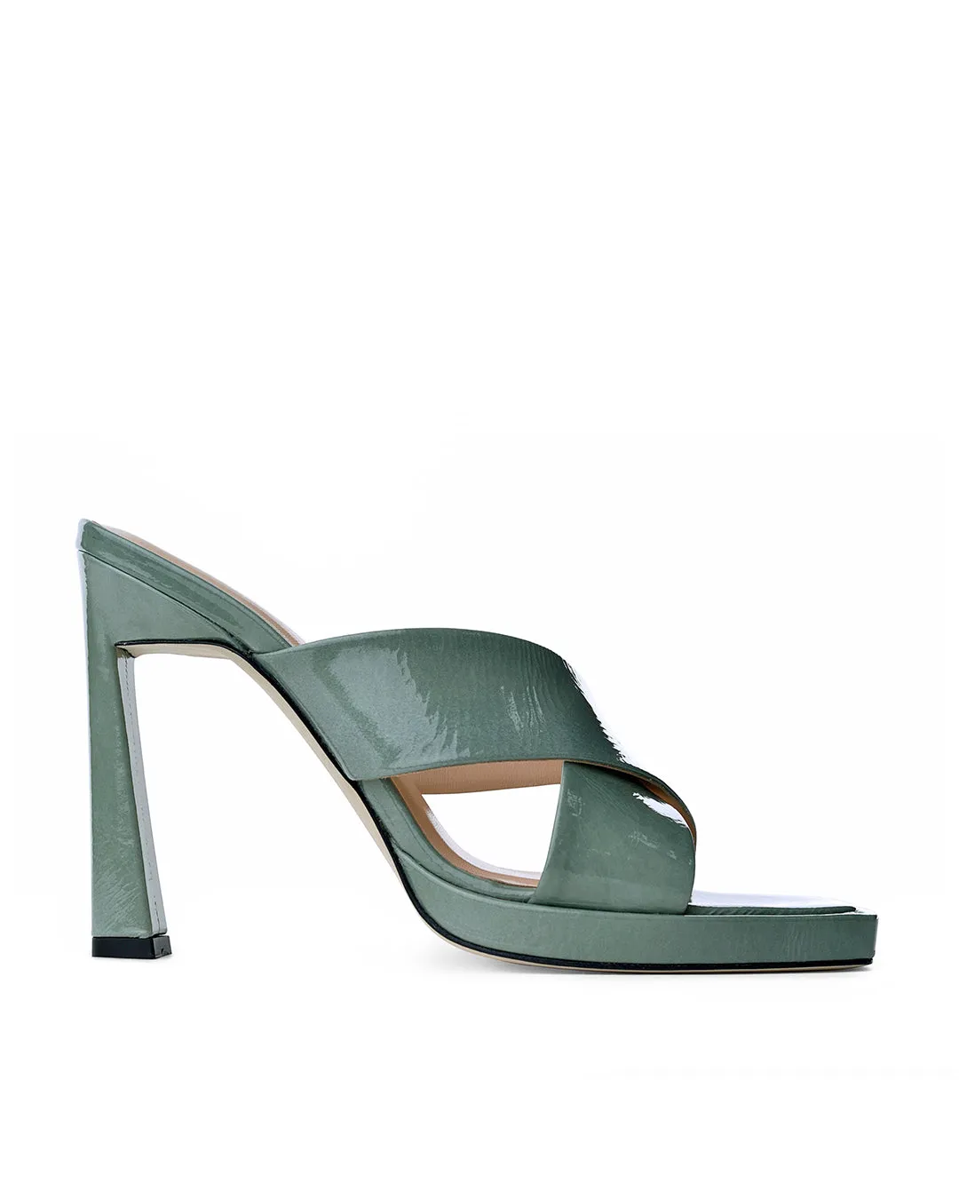 Kaori Plateau Avocado Green Naplak Mules