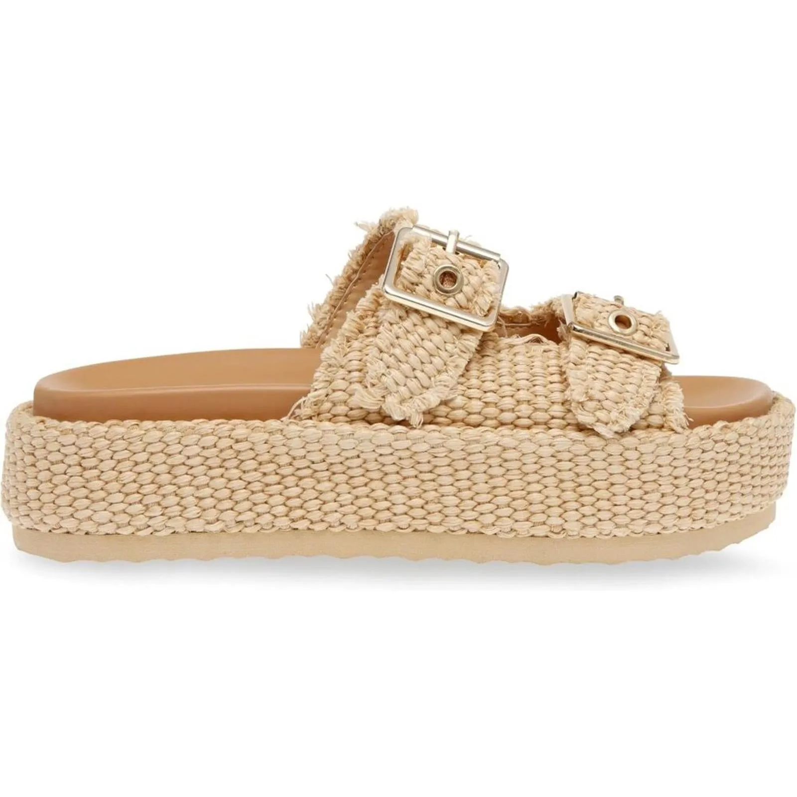 Karrigan Natural Raffia Buckle Slide Sandals