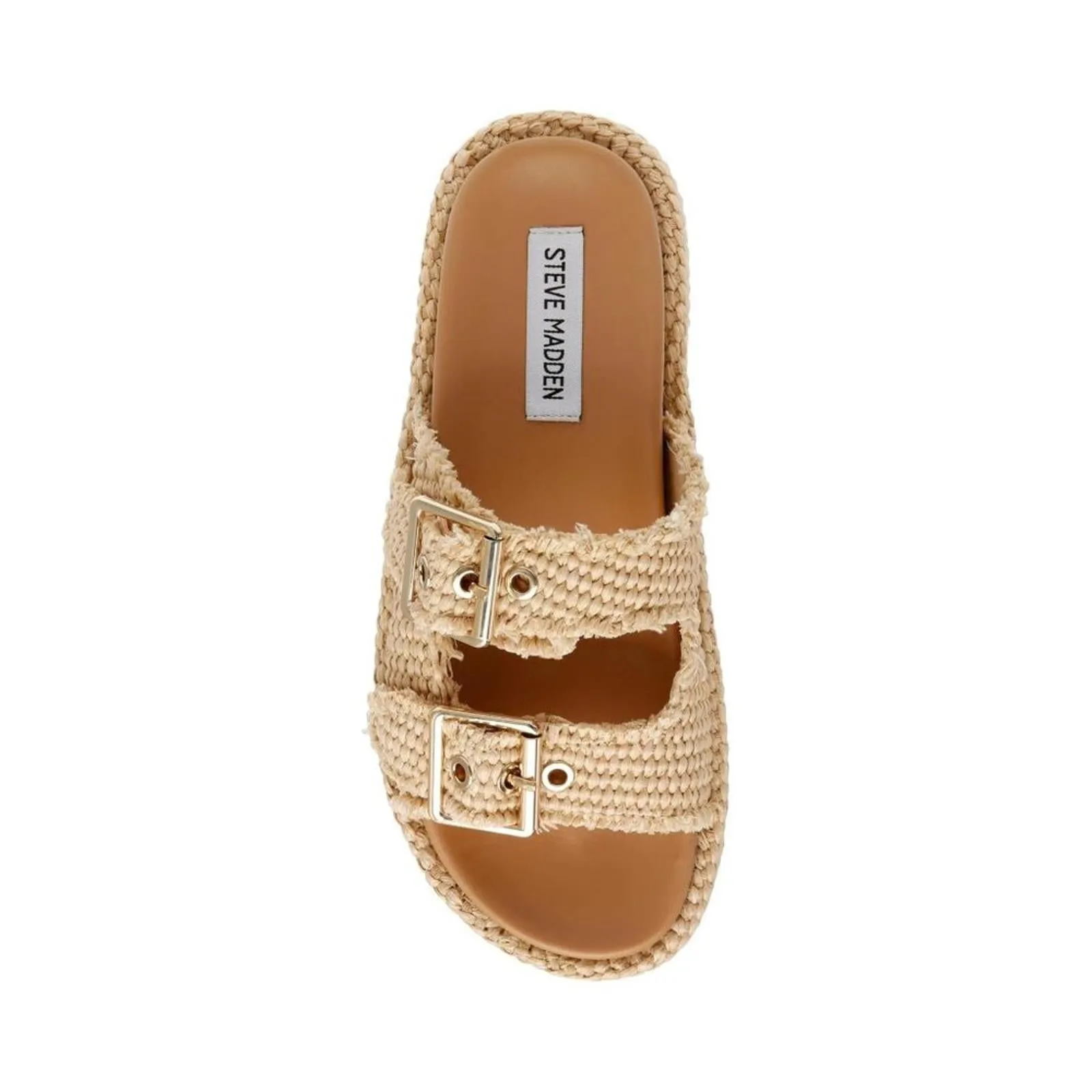 Karrigan Natural Raffia Buckle Slide Sandals