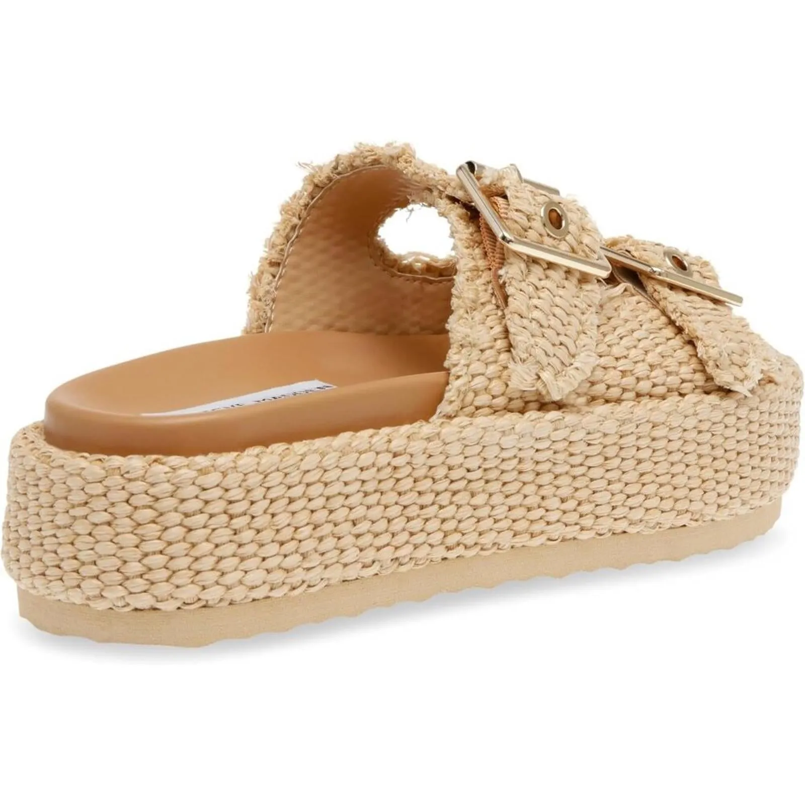 Karrigan Natural Raffia Buckle Slide Sandals