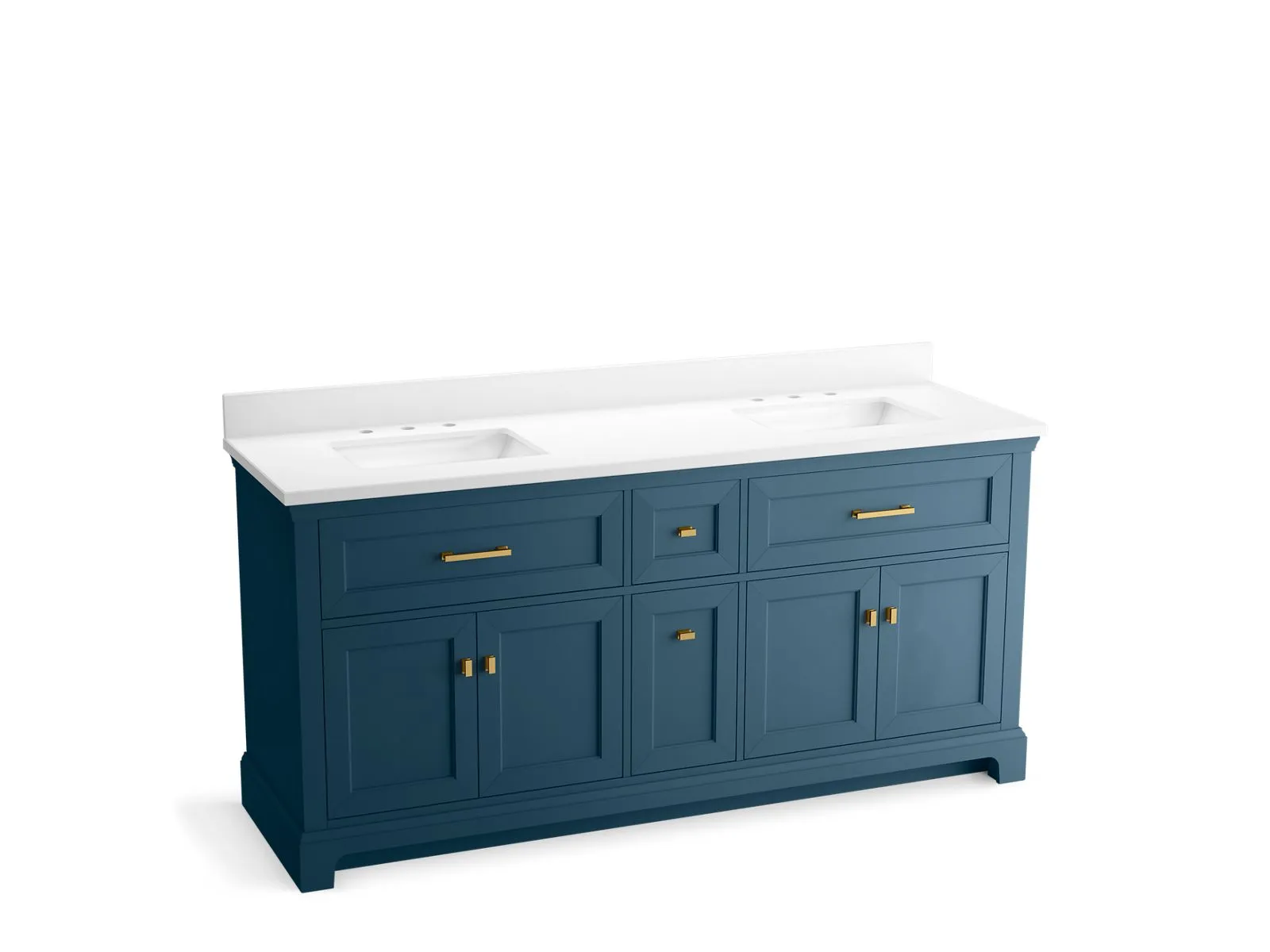 KOHLER K-29264-BD1 Charlemont 73" bathroom vanity cabinet with sinks and quartz top