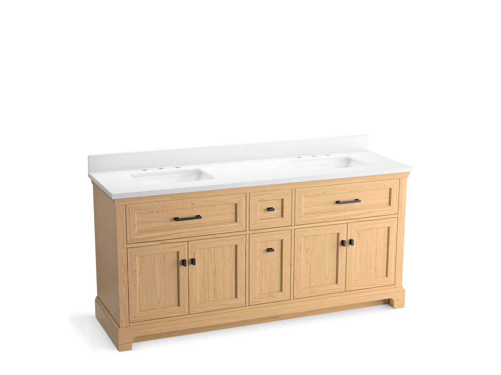 KOHLER K-29264-BD1 Charlemont 73" bathroom vanity cabinet with sinks and quartz top