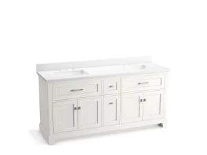 KOHLER K-29264-BD1 Charlemont 73" bathroom vanity cabinet with sinks and quartz top