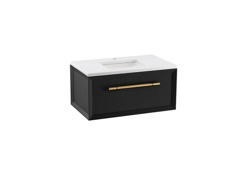 KOHLER K-CM33562-BD1 Enivo 36" wall-hung bathroom vanity cabinet with sink and quartz top