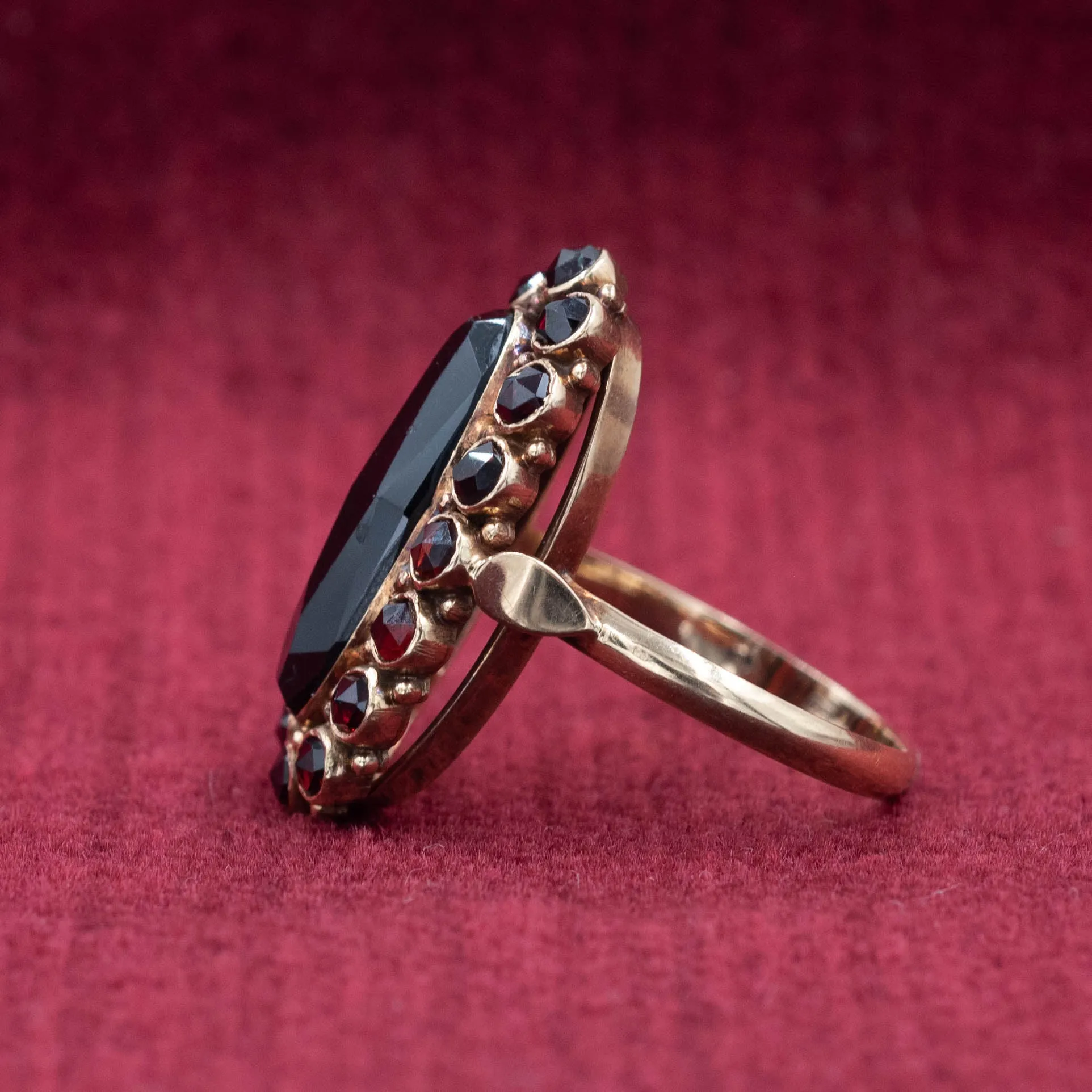 Long Garnet Cocktail Ring c1910