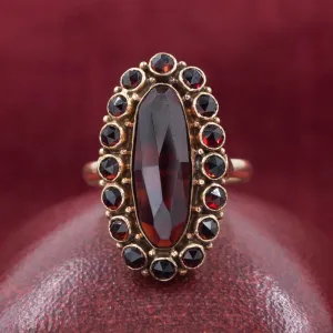 Long Garnet Cocktail Ring c1910