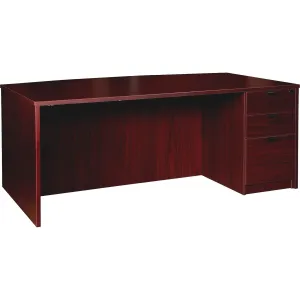 Lorell Prominence 2.0 Mahogany Laminate Box/Box/File Right-Pedestal Desk - 3-Drawer