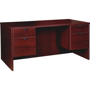 Lorell Prominence 2.0 Mahogany Laminate Box/File Double-Pedestal Desk - 2-Drawer