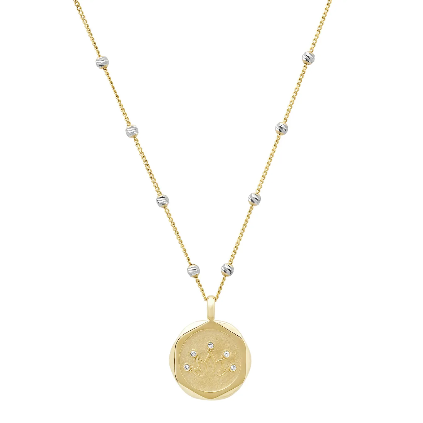 Lotus 14K Yellow Gold & Diamond Pendant Necklace