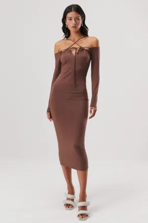 LOU MATTE JERSEY MIDI DRESS