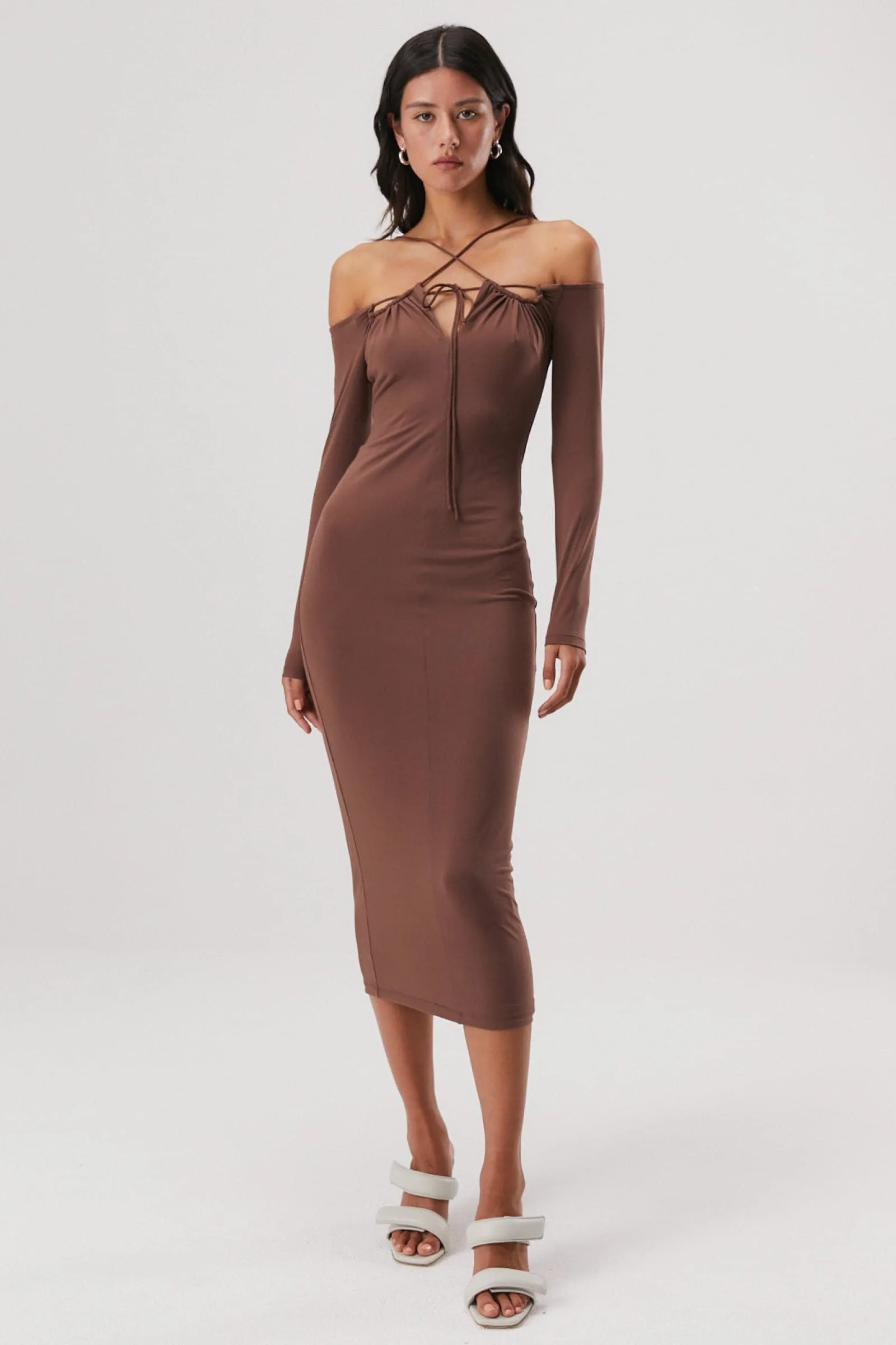 LOU MATTE JERSEY MIDI DRESS