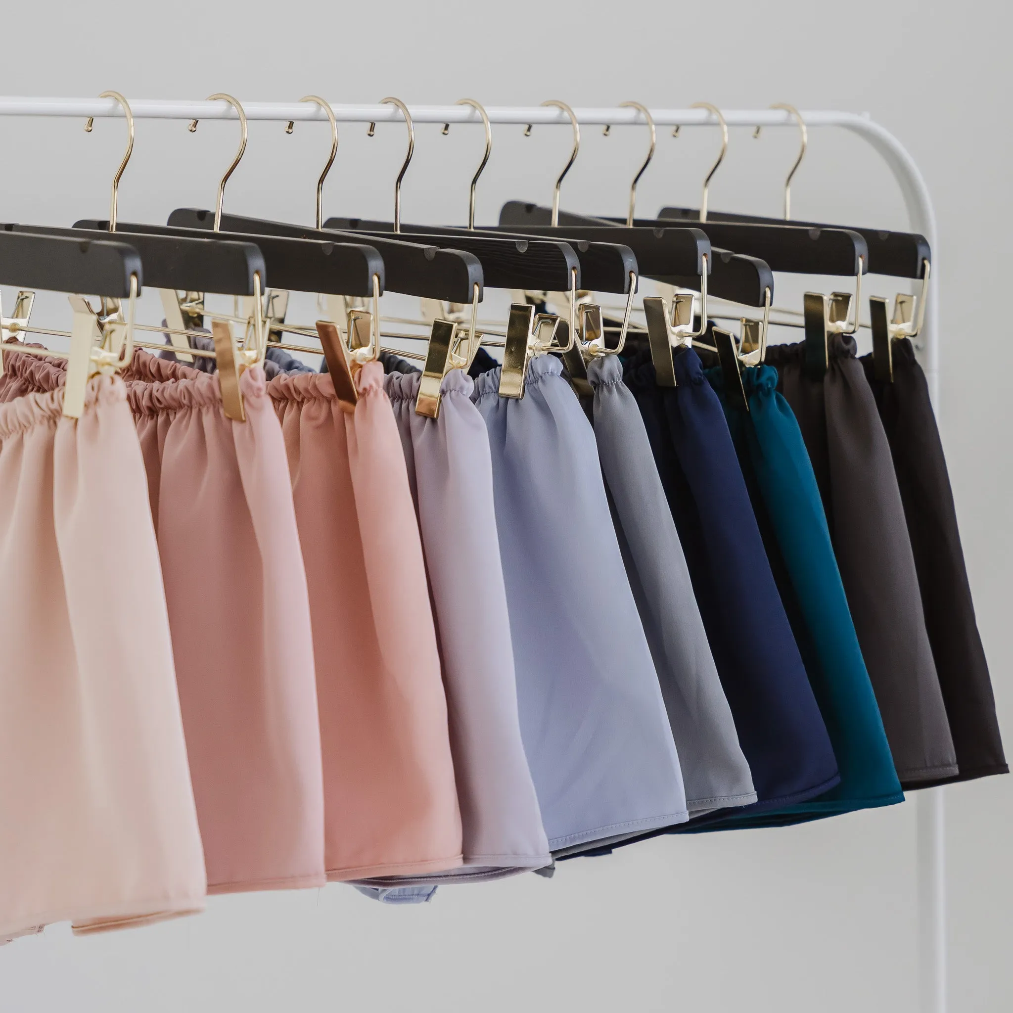 Luxurious Cooling Crease-less Satin Shorts in Stormy