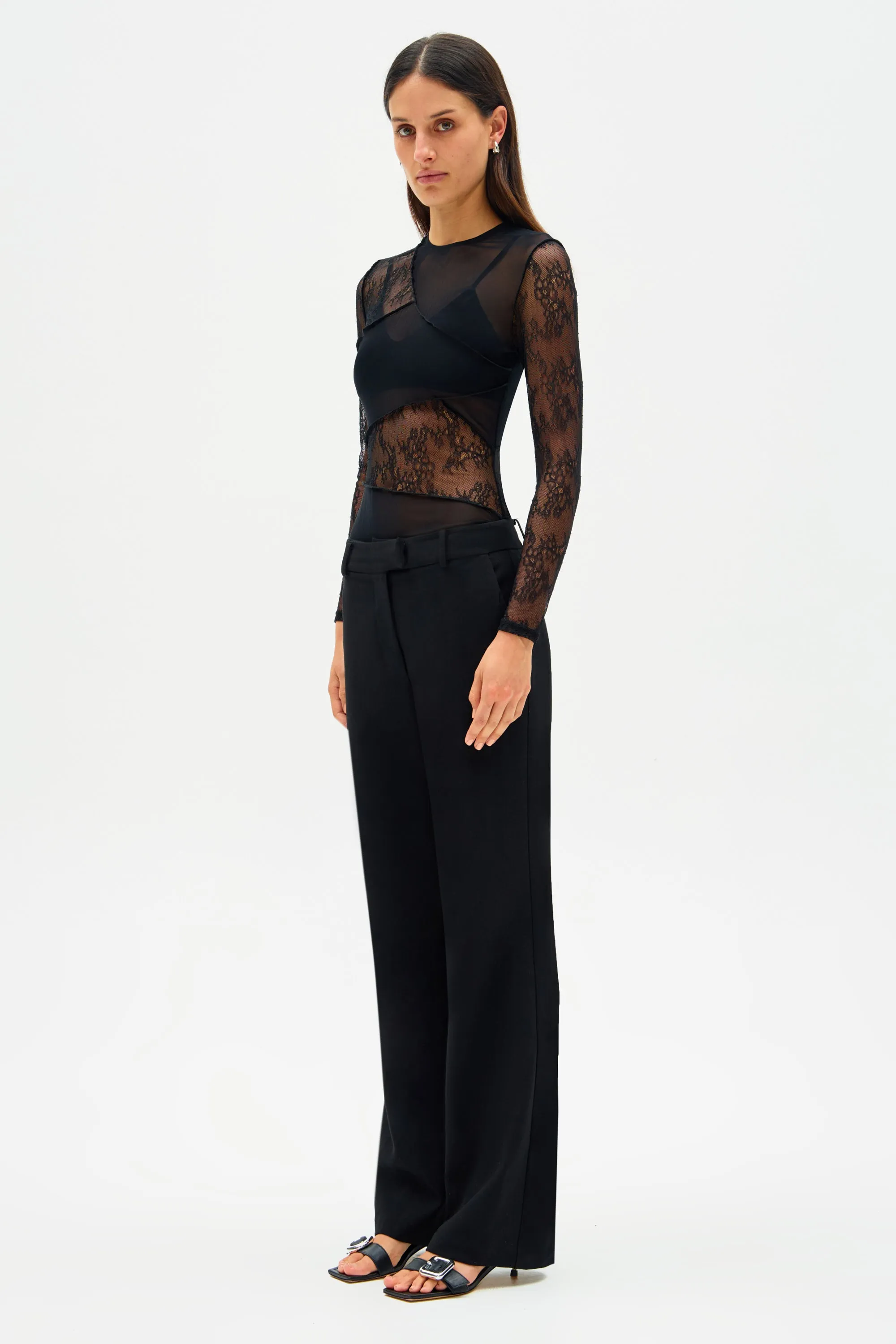 MAEVE LACE & MESH TOP