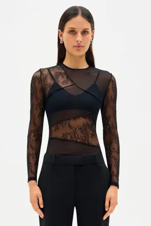 MAEVE LACE & MESH TOP