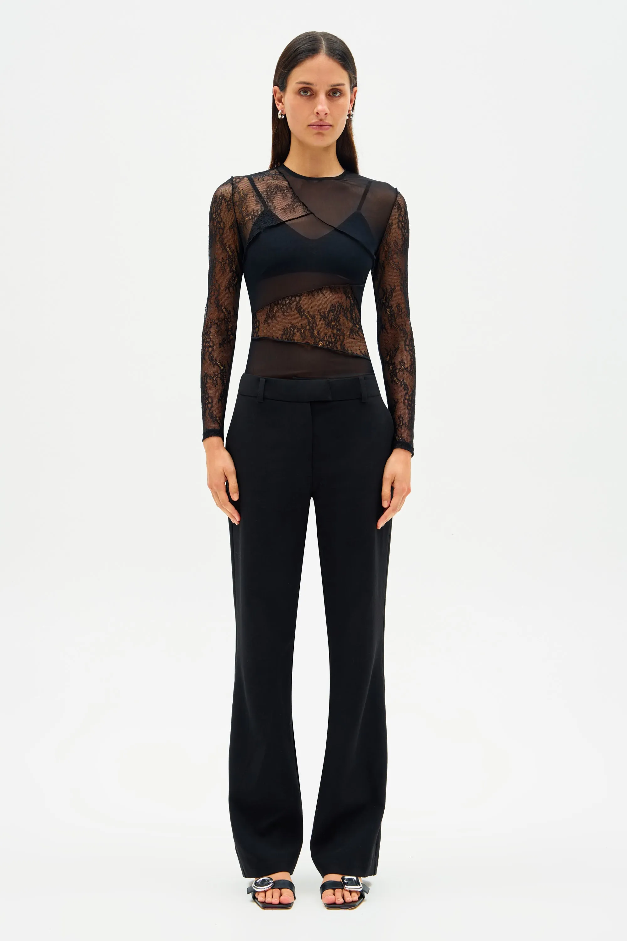 MAEVE LACE & MESH TOP