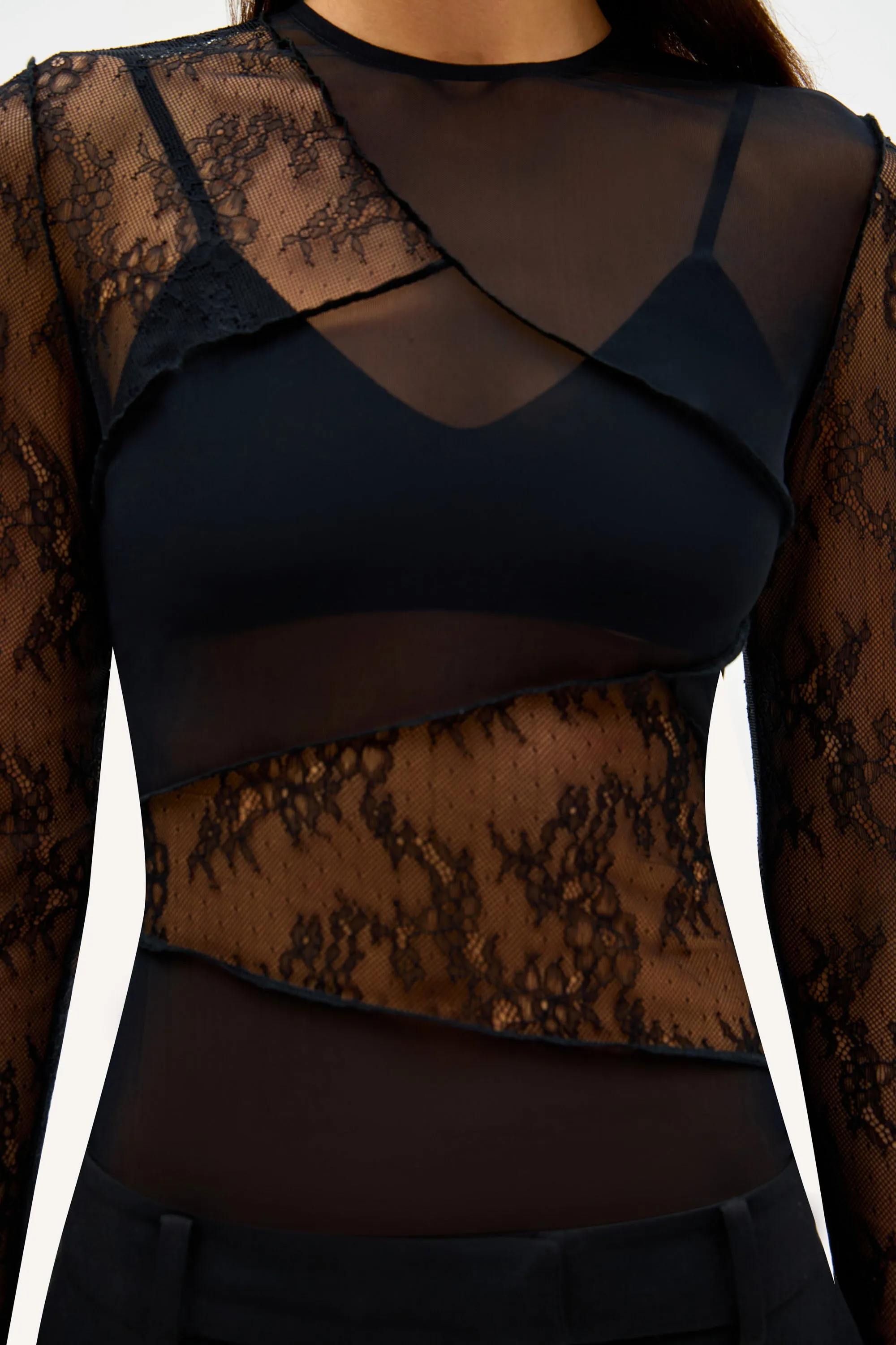 MAEVE LACE & MESH TOP