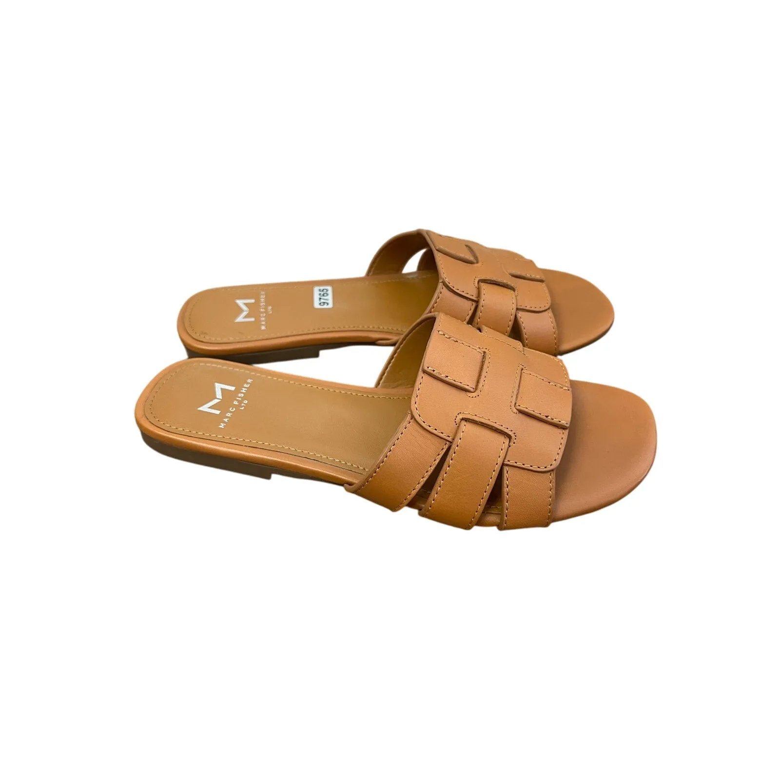 Marc Fisher Brown Woven Leather Slides Sz 6