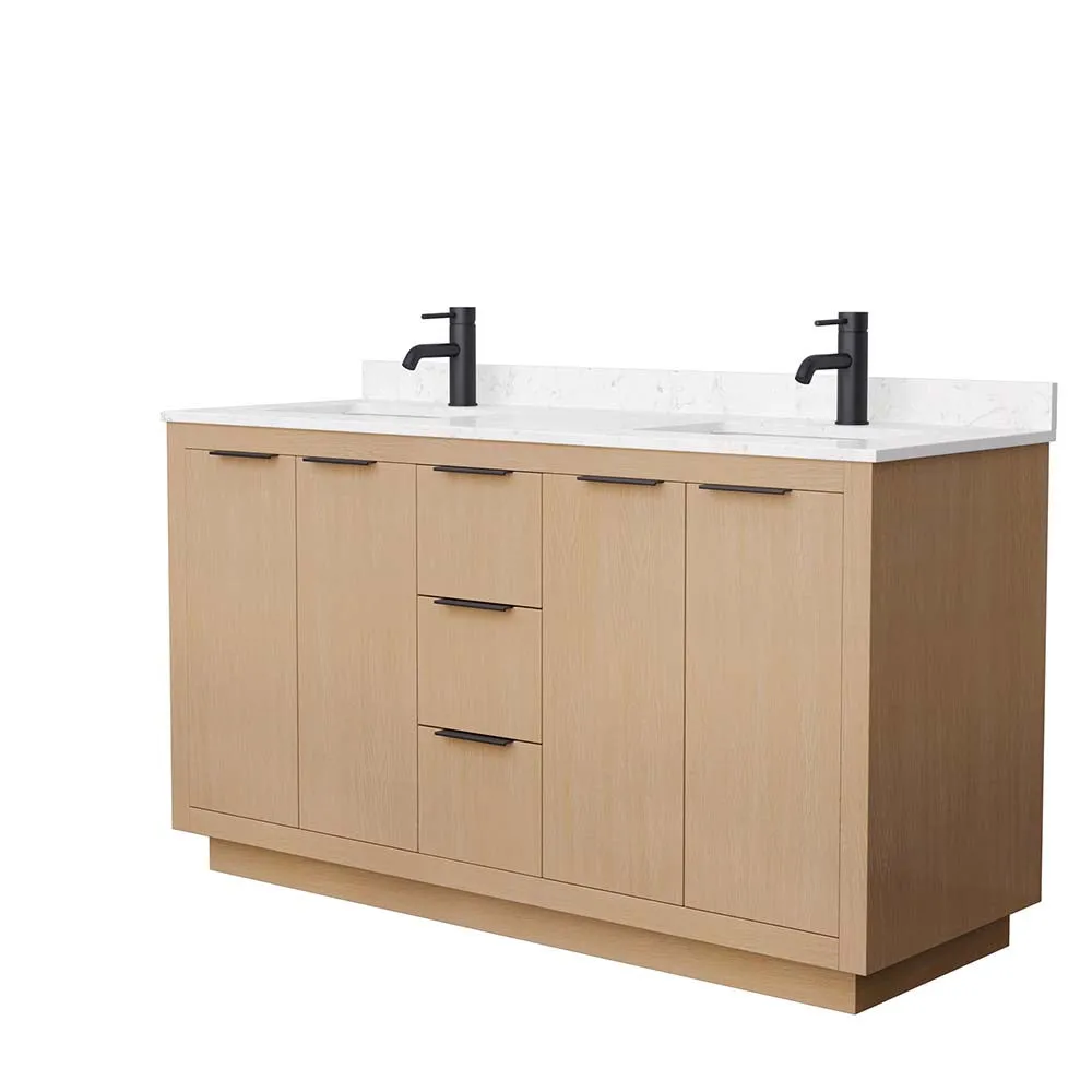 Maroni 60 Inch Double Bathroom Vanity in Light Straw
