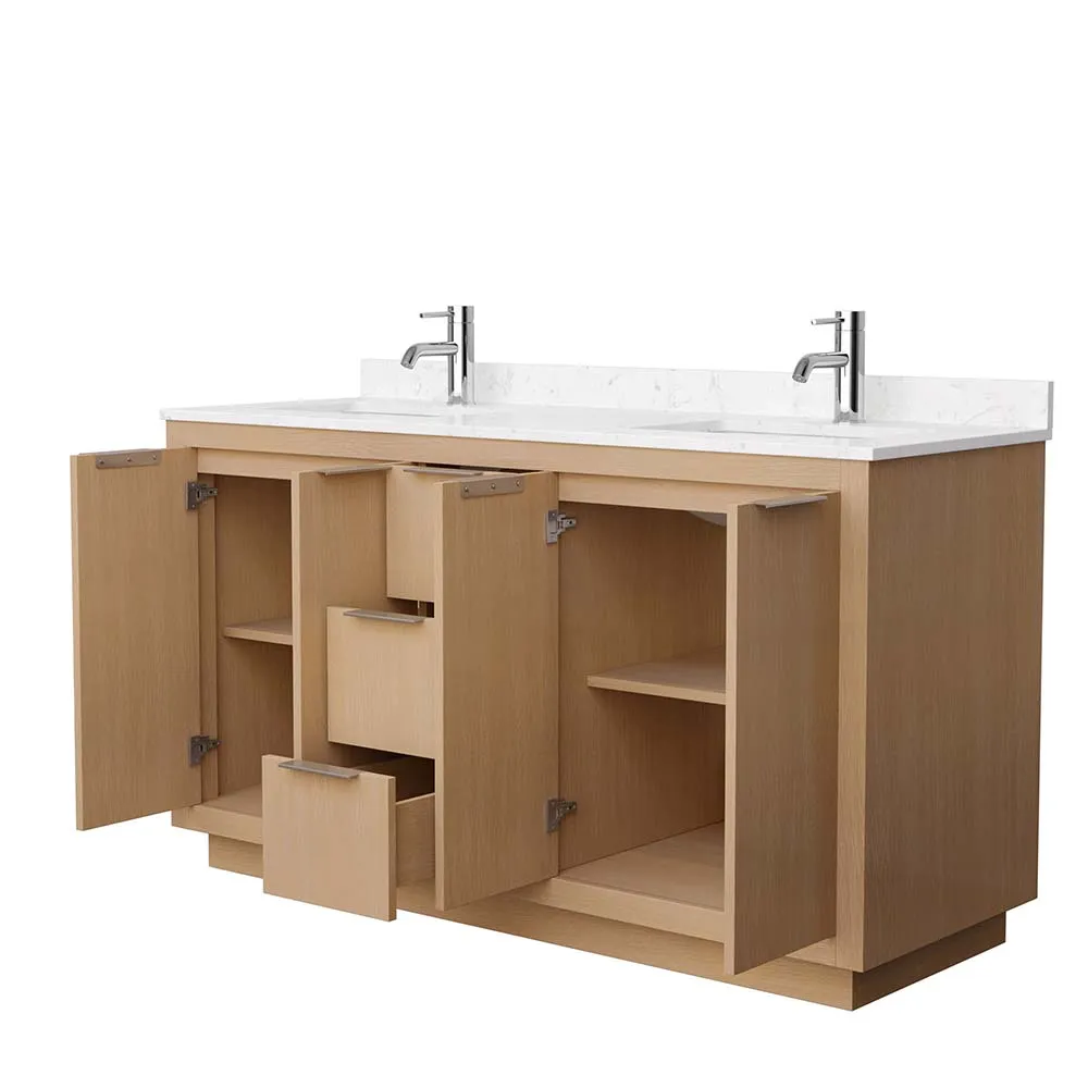 Maroni 60 Inch Double Bathroom Vanity in Light Straw